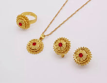 Load image into Gallery viewer, African Dubai trendy luxury 24K gold filled jewelry sets bridal necklace earrings rings wedding gifts jewellery set for women