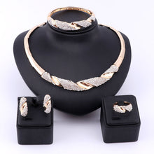 Load image into Gallery viewer, Wedding Bridal Jewelry Set Dubai Gold Color Crystal Women Party Necklace Bangle Earring Ring Fine African Beads Jewelry Set