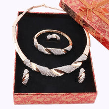 Load image into Gallery viewer, Wedding Bridal Jewelry Set Dubai Gold Color Crystal Women Party Necklace Bangle Earring Ring Fine African Beads Jewelry Set