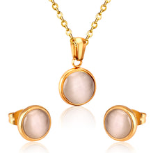 Load image into Gallery viewer, LUXUKISSKIDS Opal Shell Dubai Wedding Bridal Christmas Jewelry Sets Pendant Necklace Earring For Women Gold Indian Jewellery Set