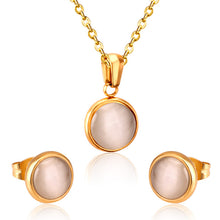 Load image into Gallery viewer, LUXUKISSKIDS Opal Shell Dubai Wedding Bridal Christmas Jewelry Sets Pendant Necklace Earring For Women Gold Indian Jewellery Set