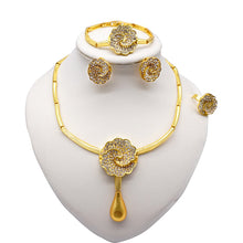 Load image into Gallery viewer, Necklace Sets For Women Dubai African Gold Jewelry Set Bride Earrings Rings Indian Nigerian Wedding Jewelery Set Gift