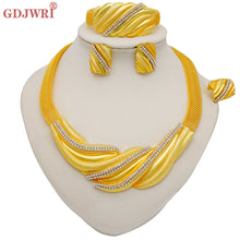 Load image into Gallery viewer, Necklace Sets For Women Dubai African Gold Jewelry Set Bride Earrings Rings Indian Nigerian Wedding Jewelery Set Gift
