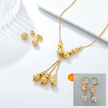 Load image into Gallery viewer, Fashion Charms Ball Sets Gold Color,Small Beads Dubai Necklace Earrings for Women/Girls,Ethioipian Jewelry African Indian Gift