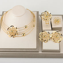 Load image into Gallery viewer, Dubai Gold Jewelry Set for Women Gold Plated Necklace Flower Earrings Bracelet Ring Jewelry for Nigerian Bridal Engagement Party