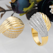 Load image into Gallery viewer, Brand Frosted Rings Gold Bold with Zirconia Stones 2022 Women Engagement Party Dubai Bridal weeding Jewelry Rings High Quality