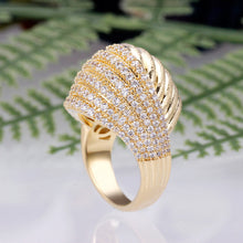 Load image into Gallery viewer, Brand Frosted Rings Gold Bold with Zirconia Stones 2022 Women Engagement Party Dubai Bridal weeding Jewelry Rings High Quality