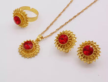 Load image into Gallery viewer, Ethiopian gold filled Jewelry sets for women necklace pendant earring African Dubai wedding bridal Ornament jewelery set gifts
