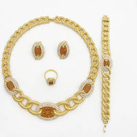Dubai Luxury Jewelry For Women Italian Ladies Gold Plated Jewelry African Popular Necklace Earring Ring Bracelet Wedding Set