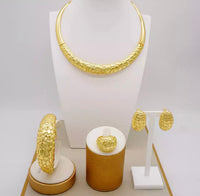 2022 Luxury 24k Dubai Gold Plated Jewelry Sets Unique Jewelry Set For Women India Party Wedding Necklace Bracelet Earring set