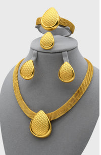 18k Gold Plated Italian Jewelry Set For Wedding, Anniversary, Jewelry Set Gift, Necklaces Bracelets Earing Sets