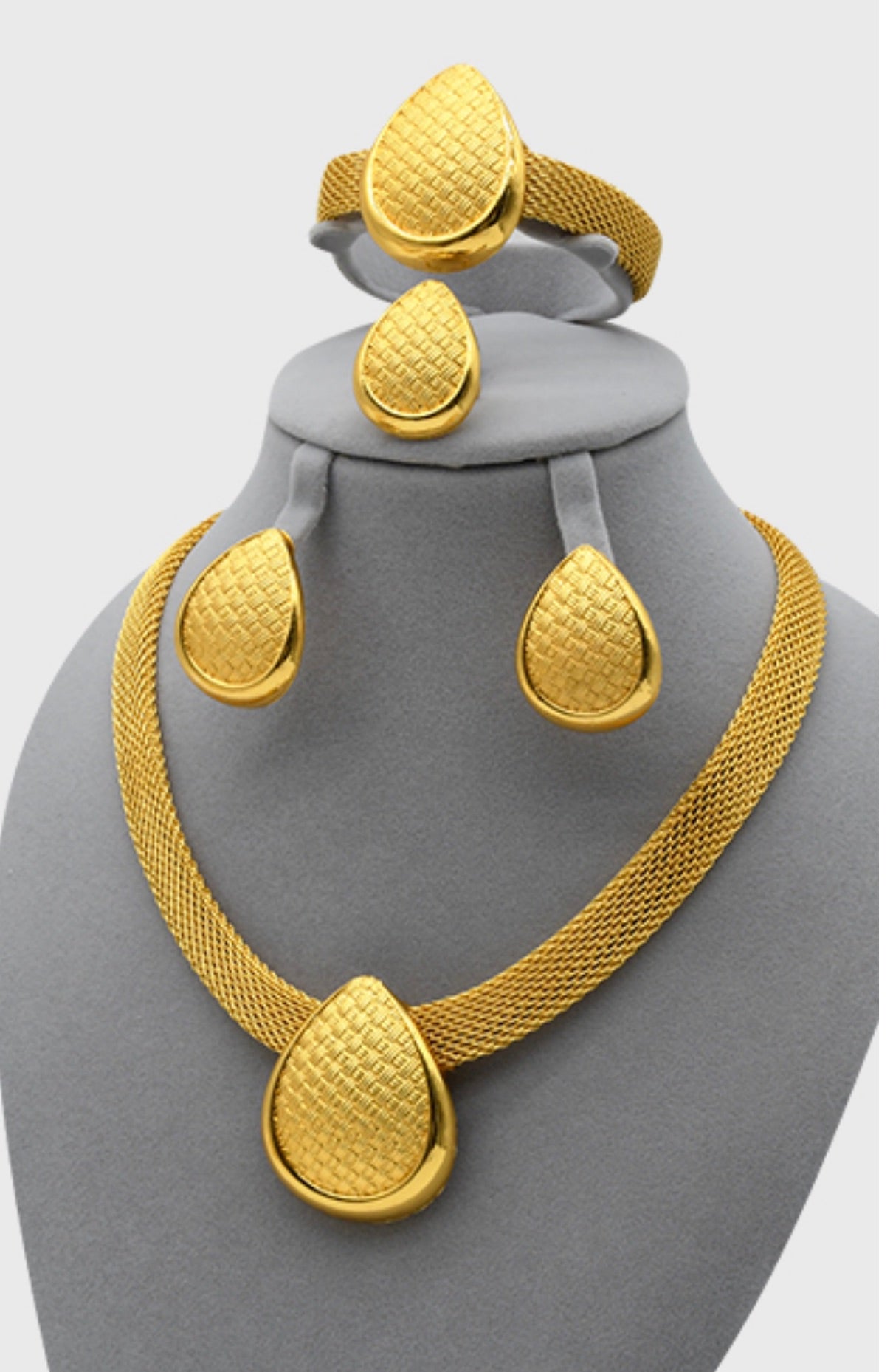 18k Gold Plated Italian Jewelry Set For Wedding, Anniversary, Jewelry Set Gift, Necklaces Bracelets Earing Sets