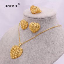 Load image into Gallery viewer, Jewelry sets Dubai Gold for women Necklace Heart Pendant Earring set African France Indian wedding Party bridal jewelery gifts
