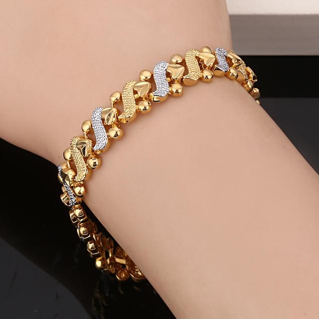Trendy Romantic Heart Bracelet Gold Color Dubai Ethiopian African Women Jewelry