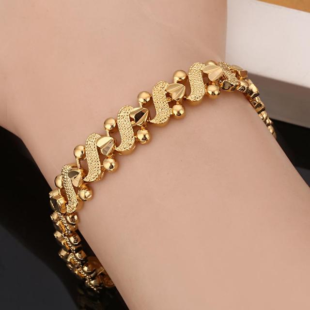 Trendy Romantic Heart Bracelet Gold Color Dubai Ethiopian African Women Jewelry