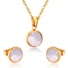 Load image into Gallery viewer, LUXUKISSKIDS Opal Shell Dubai Wedding Bridal Christmas Jewelry Sets Pendant Necklace Earring For Women Gold Indian Jewellery Set
