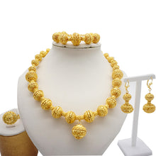 Load image into Gallery viewer, Necklace Sets For Women Dubai African Gold Jewelry Set Bride Earrings Rings Indian Nigerian Wedding Jewelery Set Gift
