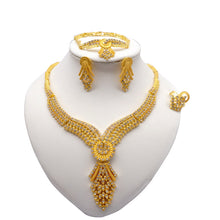 Load image into Gallery viewer, Necklace Sets For Women Dubai African Gold Jewelry Set Bride Earrings Rings Indian Nigerian Wedding Jewelery Set Gift
