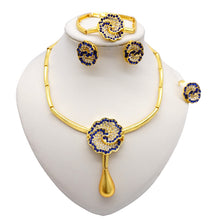 Load image into Gallery viewer, Necklace Sets For Women Dubai African Gold Jewelry Set Bride Earrings Rings Indian Nigerian Wedding Jewelery Set Gift
