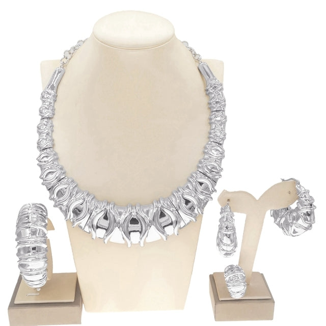 Latest Fashion Dubai Gold Necklace Jewelry Set High Quality Ladies Wedding Party Jewelry Set H0043