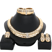 Yoomuna Italian Jewelry Set 18k Gold Plated Luxury Bridal Accessories For Women Bracelet Earring Ring Necklace Set