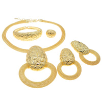 Newest Dubai Gold High Quality Jewelry Set Women's Exquisite Wedding Banquet Dating Jewelry Set H0066
