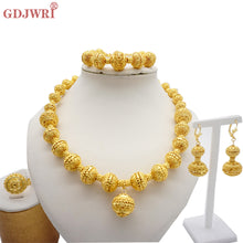 Load image into Gallery viewer, Necklace Sets For Women Dubai African Gold Jewelry Set Bride Earrings Rings Indian Nigerian Wedding Jewelery Set Gift
