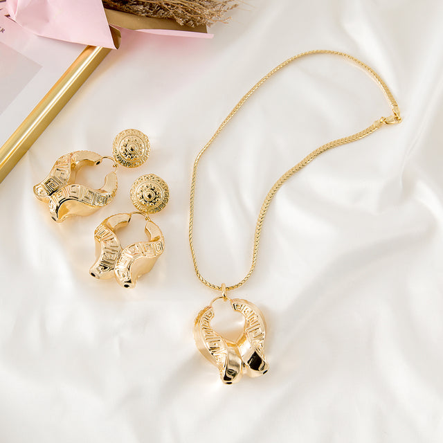 SUNNESA Dubai 18K Fashion Earrings For Women Gold Plated Jewelry Big Earrings Party Jewelry Africa Favorite Style Accessories