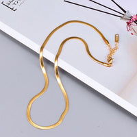 Plated 18K Gold Snake Bone Chain Light Chain Necklace Female 999 Full Gold Clavicle Chain Valentine's Day Birthday Jewelry Gift