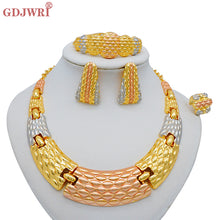 Load image into Gallery viewer, Necklace Sets For Women Dubai African Gold Jewelry Set Bride Earrings Rings Indian Nigerian Wedding Jewelery Set Gift
