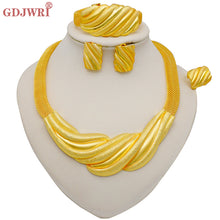 Load image into Gallery viewer, Necklace Sets For Women Dubai African Gold Jewelry Set Bride Earrings Rings Indian Nigerian Wedding Jewelery Set Gift
