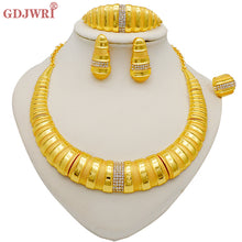 Load image into Gallery viewer, Necklace Sets For Women Dubai African Gold Jewelry Set Bride Earrings Rings Indian Nigerian Wedding Jewelery Set Gift
