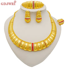 Load image into Gallery viewer, Necklace Sets For Women Dubai African Gold Jewelry Set Bride Earrings Rings Indian Nigerian Wedding Jewelery Set Gift
