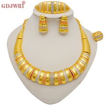 Load image into Gallery viewer, Necklace Sets For Women Dubai African Gold Jewelry Set Bride Earrings Rings Indian Nigerian Wedding Jewelery Set Gift
