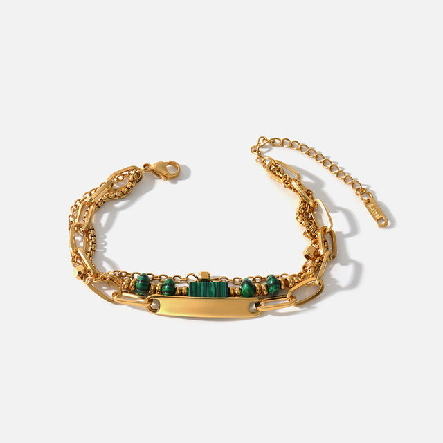 High-Quality Niche Design Natural Stone Stainless Steel Bracelet 18K Real Gold Gold-Plated Waterproof And Anti-Fading Jewelry