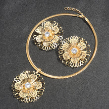 Load image into Gallery viewer, Nigeria Saudi Arabia Women Jewelry 2 Piece Set Necklace Earring Bracelet Ring For Women 18k Gold Plated Dubai Jewelry
