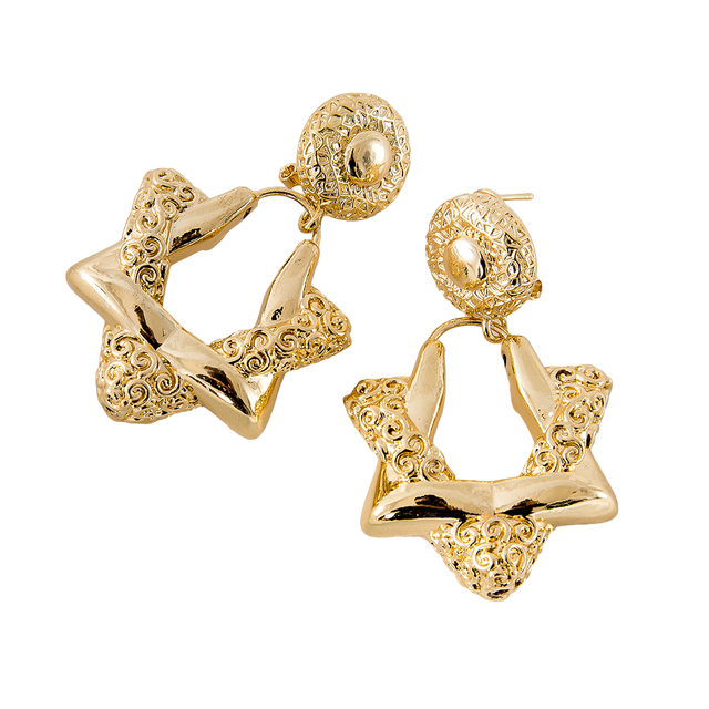 SUNNESA Dubai 18K Gold Plated Earrings For Women Vintage Star Earings Jewelry For Women Christmas Gift