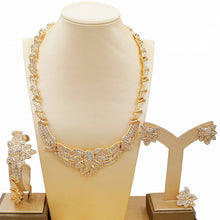 Load image into Gallery viewer, Arab Dubai Bride Jewelry Set 18K High-End Temperament Real Gold Plated Jewelry Wedding Set Necklace Earring Ladies Gift Set
