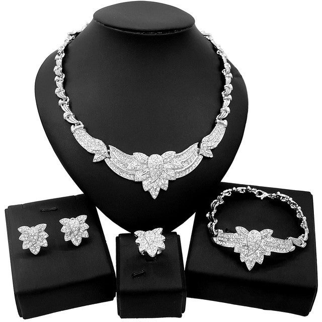 Arab Dubai Bride Jewelry Set 18K High-End Temperament Real Gold Plated Jewelry Wedding Set Necklace Earring Ladies Gift Set
