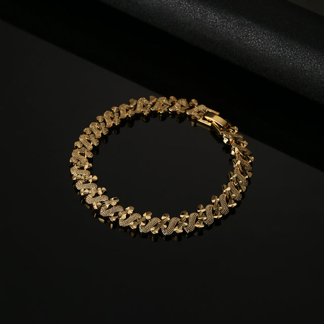 Trendy Romantic Heart Bracelet Gold Color Dubai Ethiopian African Women Jewelry
