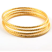 Load image into Gallery viewer, Wholesale 4pcs/set Luxury Gold Color Jewelry Muslim Turkish Bangles Ethiopian African Women Dubai Bracelet Party Wedding Gifts

