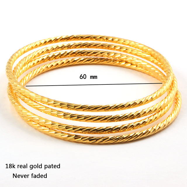 Wholesale 4pcs/set Luxury Gold Color Jewelry Muslim Turkish Bangles Ethiopian African Women Dubai Bracelet Party Wedding Gifts