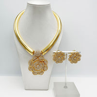 Dubai Women Necklace Earrings Set African Fashion Jewelry Nigeria Gold Plated Bride Jewelry Wedding Party Gifts