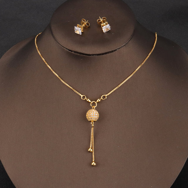 Fashion Charms Ball Sets Gold Color,Small Beads Dubai Necklace Earrings for Women/Girls,Ethioipian Jewelry African Indian Gift