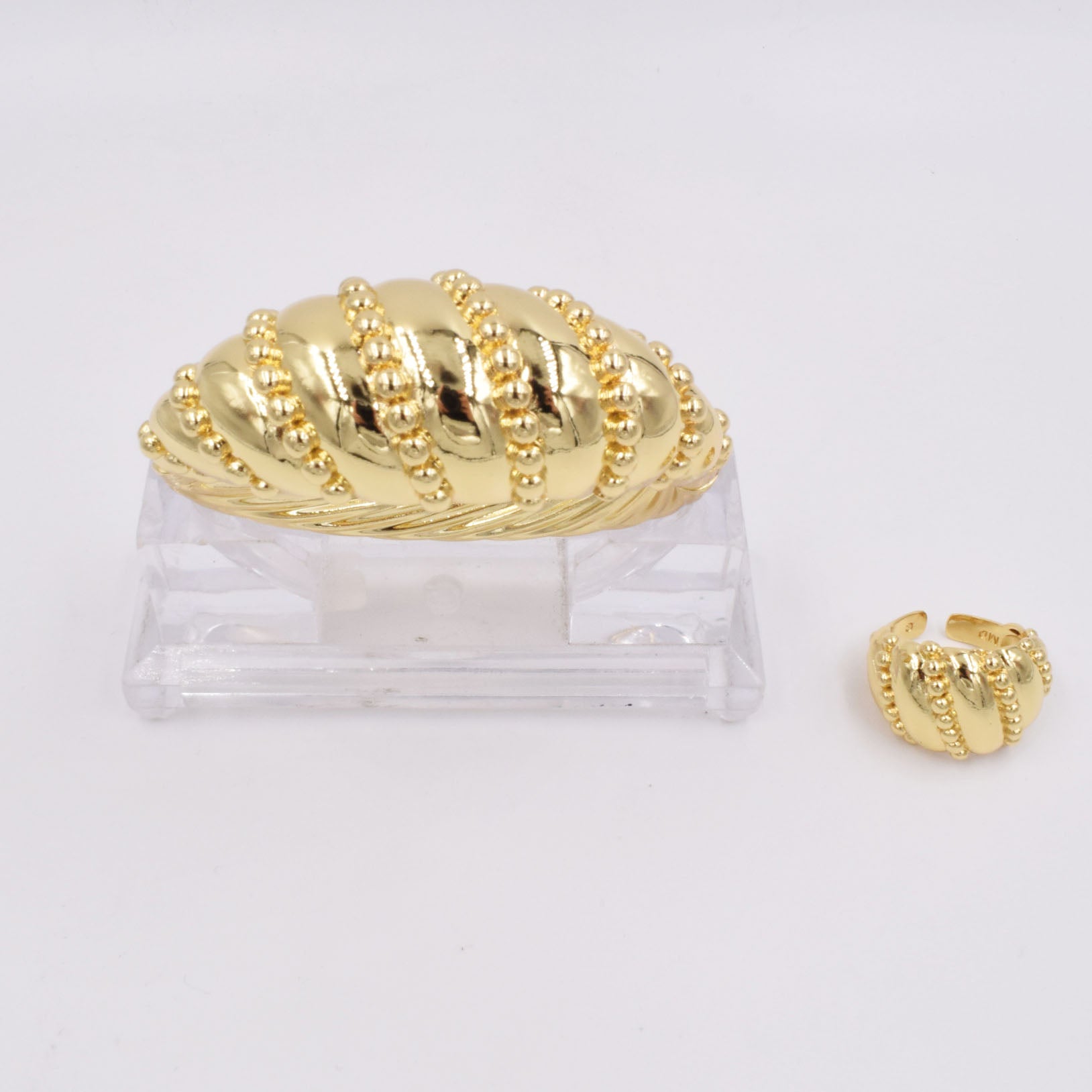 NEW High Quality Dubai  Gold Design Fashion 2pcs Luxury Jewelry Sets BIG Bracelet &amp; Rings  For Women african
