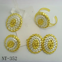Jewelry Set Women Fashion Oval Shape Wheatears African Dubai Gold Color Big Earrings Ring Bracelet Necklace for Bridal Wedding