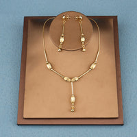 Dubai Gold Plated Jewelry Sets For Women African Bridal Wedding Gifts Party Copper Necklace Jewellery Set 2022 Trend Earings